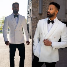 White Men Suits Shawl Lapel 2 Pcs Formal Wedding Party for Grooms Regular Fit