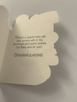 Vintage Greeting Card Baby Shower Yellow Gift Bear G8 | eBay