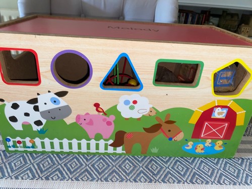Kinder Holz Aktivität Würfel Box Blöcke Form Sortierer Kreidetafel Bauernhof Tiere - Bild 2 von 10