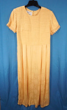 VTG Sarah Elizabeth PEACH RAYON DRESS Pleated Pearl Lace Sleeves COTTAGECORE 10