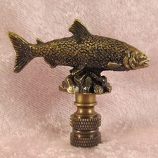 SALMON FISH / FISHING LAMP FINIAL for old antique shade lampshade, rustic cabin