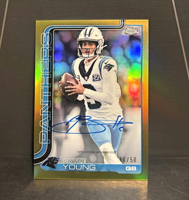 2025 Topps Chrome Bryce Young True Gold Auto /50 Carolina Panthers BA-BY