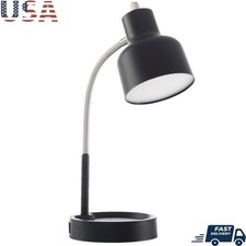 LED Desk Lamp W/ Storage Base AC Outlet Flexible Neck Energy Efficient Lighting