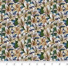 Religious Fabric Faith Full Color Packed Lily Flower Multi Henry Glass YARD