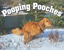 2026 Pooping Pooches Dog Calendar, White Elephant Gag Gift Exchange Yankee Swap