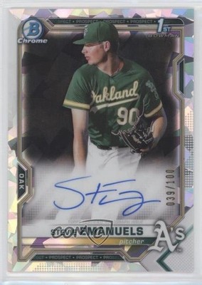 2021 Bowman Chrome Prospects Atomic Refractor 39/100 Stevie Emanuels Auto 5h0