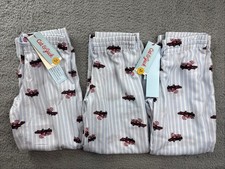 3x Cat  Jack Boys Small 6/7 Blue Striped Christmas Candy Cane Cars Pajama Pants