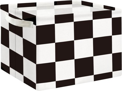 Rectangular Checked Basket 8x6.3x5.1Inches Fabric Storage Bins Mini Storage