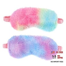 2 Pack Plush Sleeping Eye Mask Soft Plush Eye Mask Fuffy Eye Cover Rainbow