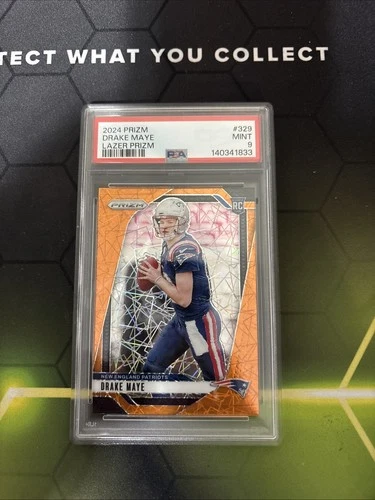 2024 Panini Prizm  Drake Maye Orange Lazer Rookie RC #329 PSA 9
