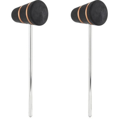 Low Boy Standard Wood Bass Drum Beater (2 Pack) - Black, Copper Stripes