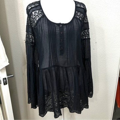 Antica Sartoria Italy Amalfi Coast Black Lace Top Coverup Vacation Travel Small