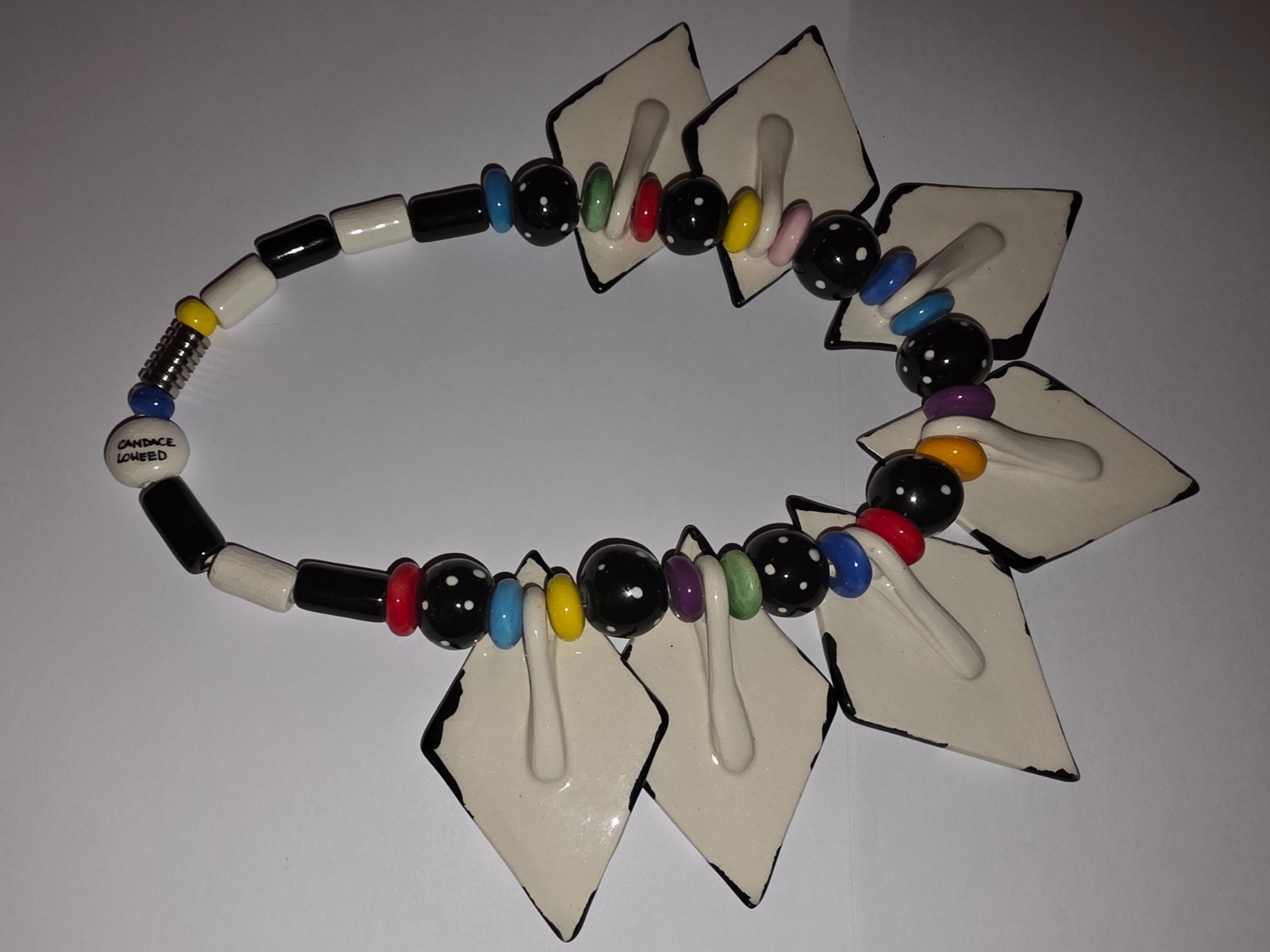 VINTAGE  Ceramic STATEMENT GEOMETRIC  RUBY Z CAND… - image 5