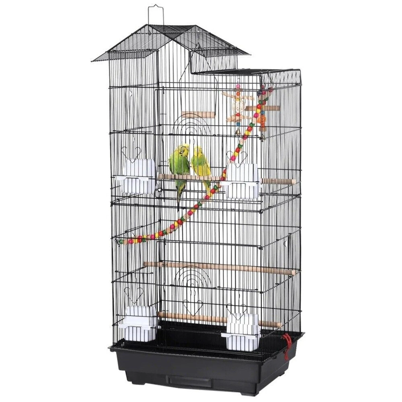 NIB Yaheetech 39" Steel Roof Top Sitting Parrot Bird Cage Black Small Birds