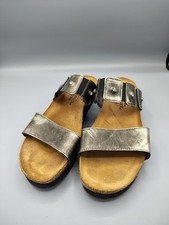 NAOT Ashley Wedge Sandal Women's 7 Slides Metallic Double Strap Rhinestone