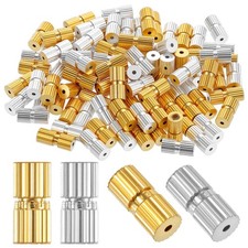 100 Pcs Barrel Screw Clasps Jewelry End Tip Caps Brass Gold, Silver