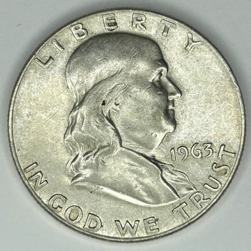 1963-P 90% Silver Franklin Half Dollar U.S. 50c Coin Nice Condition Coin - 02