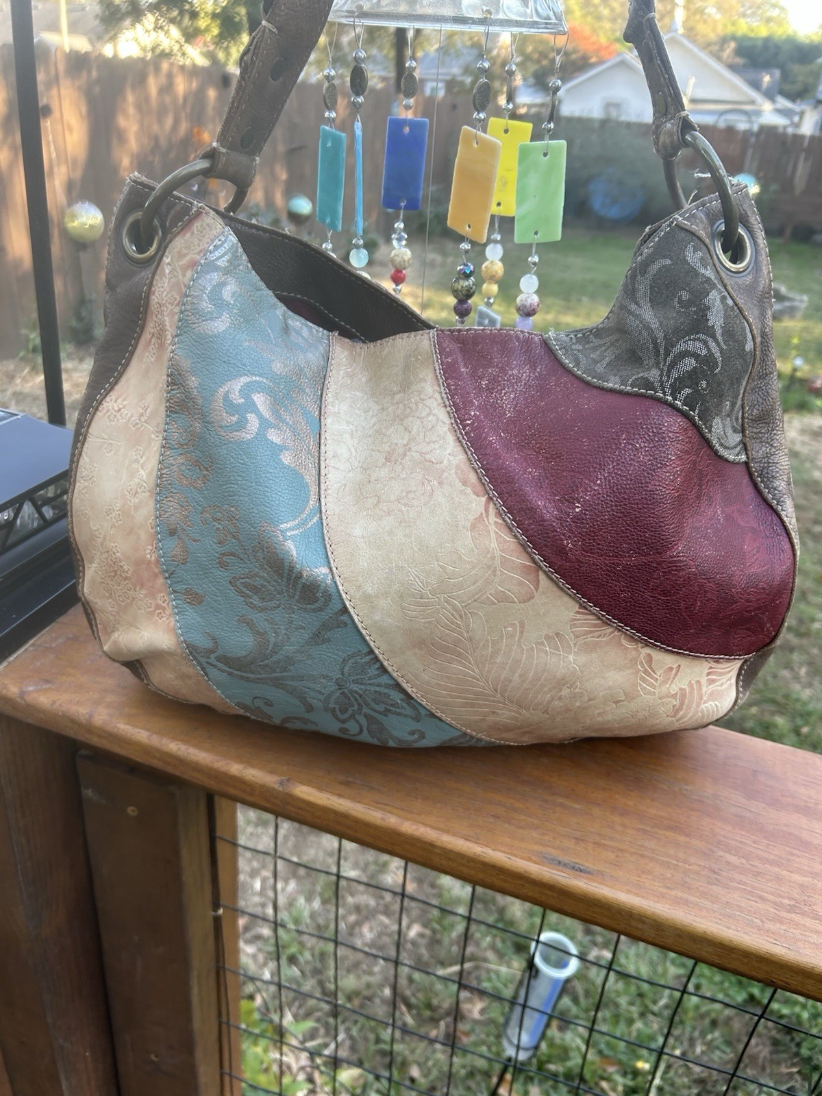 Patchwork Leather/Panel Hobo Shoulder Bag by Luck… - image 1