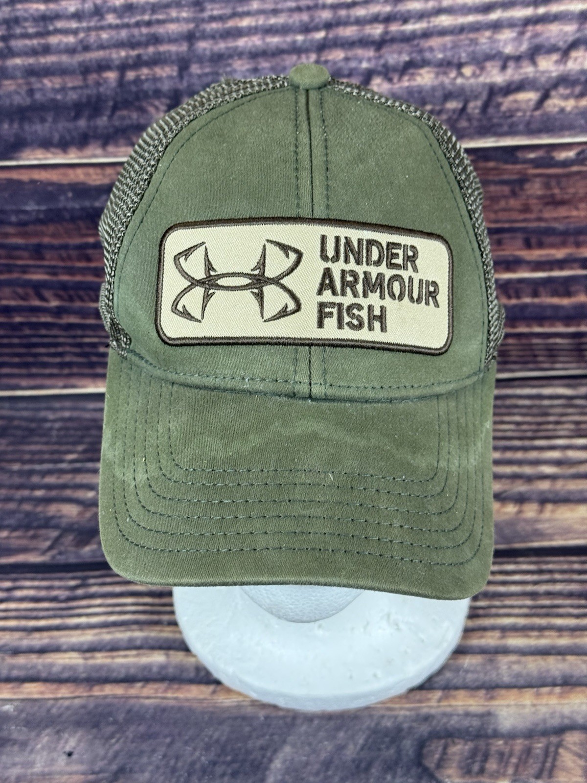 Under Armor fish Green solid trucker Cap Hat-FREE… - image 1