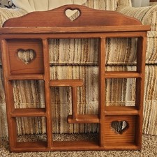 VTG Cottagecore Farm Large Wooden 3 Hearts Cutout Wall Hanging Trinket Shelf
