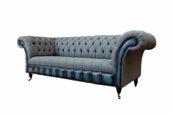 Chesterfield Sofa Polster Designer Couchen Sofas Garnitur Dreisitzer Grau-image