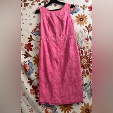 Talbots 4 Hot Pink Embroidered Sheath Barbiecore Preppy Summer Clean Girl City