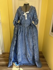 Blue Striped 18th Century Marie Antoinette round gown