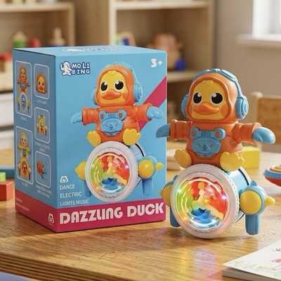 Dazzling Space Duck Astronaut Musical Spin LightUp  Toddler Toy Battery Operated