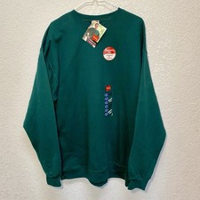 Vintage Hanes 1999 Crewneck Men  s Large Solid Green Long Sleeve Sweatshirt VTG