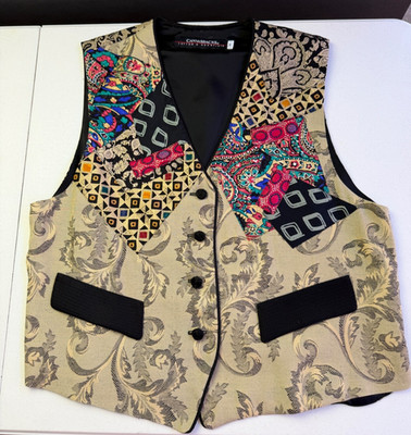 Canvasbacks Patchwork Vest Womens Medium Tapestry Whimsigoth Boho Vintage Style