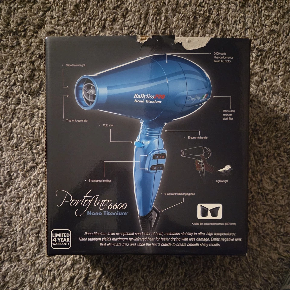 BaBylissPro Nano Titanium Porfoting 6600 Nano Titanium Hair Dryer 2000 watts - Image 3 of 4