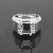 925 Sterling Silver 6x8mm Emerald Semi Mount Ring Blank for Men Birthday Gift
