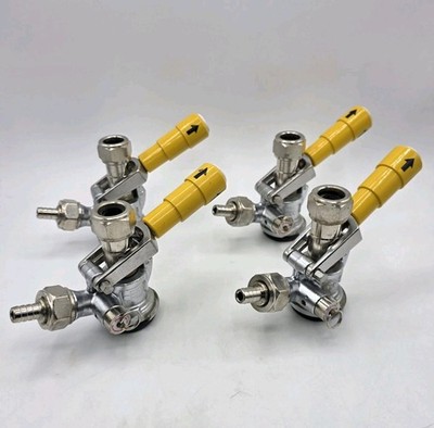 4 Micro Matic US Sankey Brass Keg Coupler - D System - Value - Yellow Lever