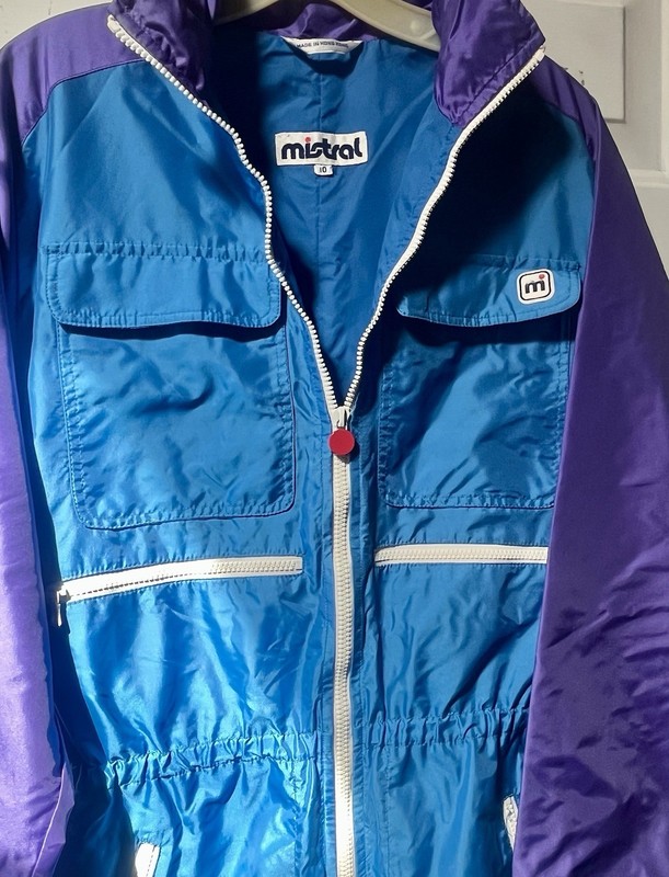 Vintage 90s Colorblock Mistral Zip Up Snow Suit Blue Purple 10 Women's