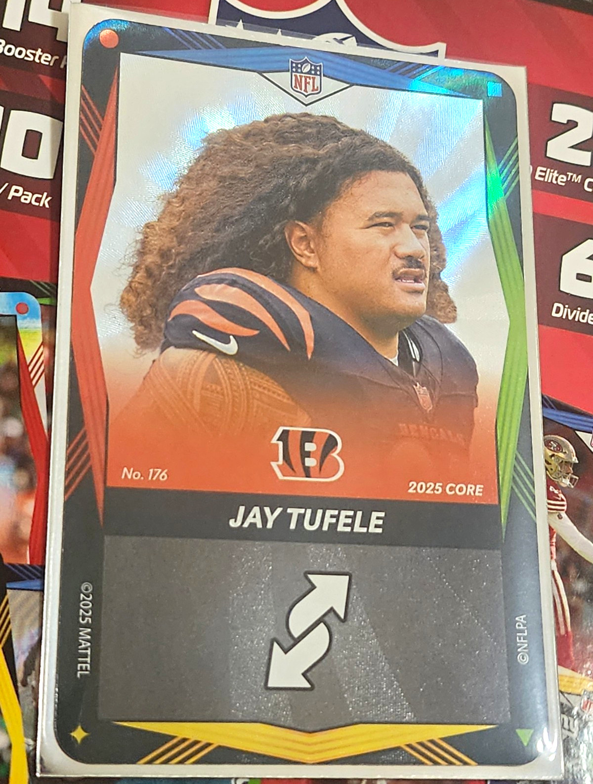 2025 Mattel UNO Elite RARE Wild Burst Ed Jay Tufele #176 Bengals NFL Card