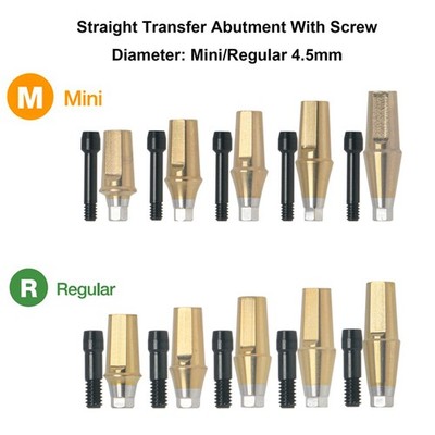 US Dental Hex Straight Transfer Abutment Mini Regular Fit Osstem Hiossen D4.5mm