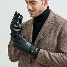 Leather Gloves For Men Black Color M Size