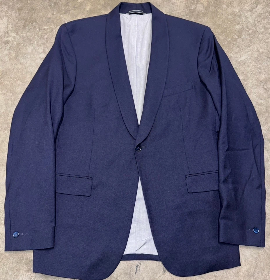 Jaqueta de jantar masculina Gant Blazer tamanho. 42 xale colarinho lúpulo 100% lã azul marinho - Imagem 2 de 4