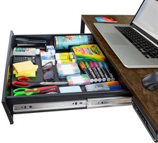 Large 23.6 Inch Under Desk Drawer Slide Out, Pencil Drawer, Undermount Desk Draw