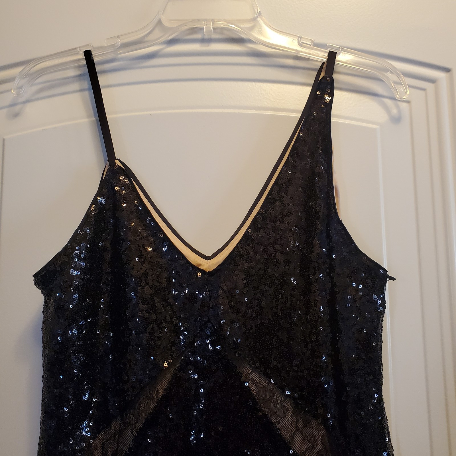 Express black sequin/lace patchwork thin strap li… - image 2