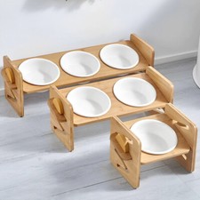 Adjustable Double Bowl Dog Cat Feeder Elevated Raised Stand Feeding Food Pet UK