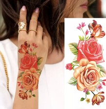 1pc Temporary Tattoo Stickers Rose Flowers Arm Shoulder Tattoo DIY