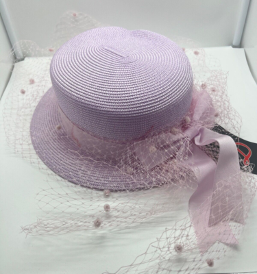 Beautiful Purple Straw Hat Straw Fedora Beach Sun Straw Hats for Women, Wide Brim  main image 3