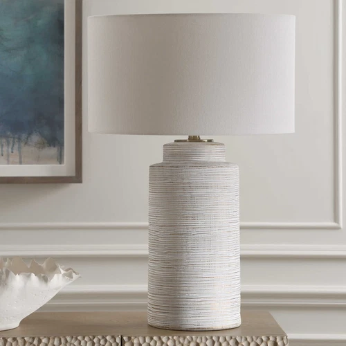 CRIMP RIBBED CERAMIC TABLE LAMP ADD STYLE TO ANY ROOM UTTERMOST 30419 - Picture 2 of 5