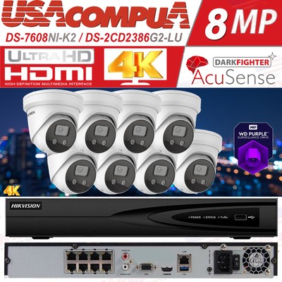 Hikvision Security IP Camera System DarkFighter 8CH 4K CCTV DS-2CD2386G2-LU MIC