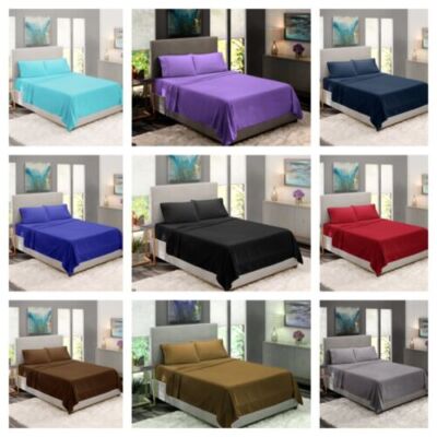 Luxury 4 Pcs Bed Sheet Deep Pocket 1900 Count 100% Egyptian Comfort Bed Set 
