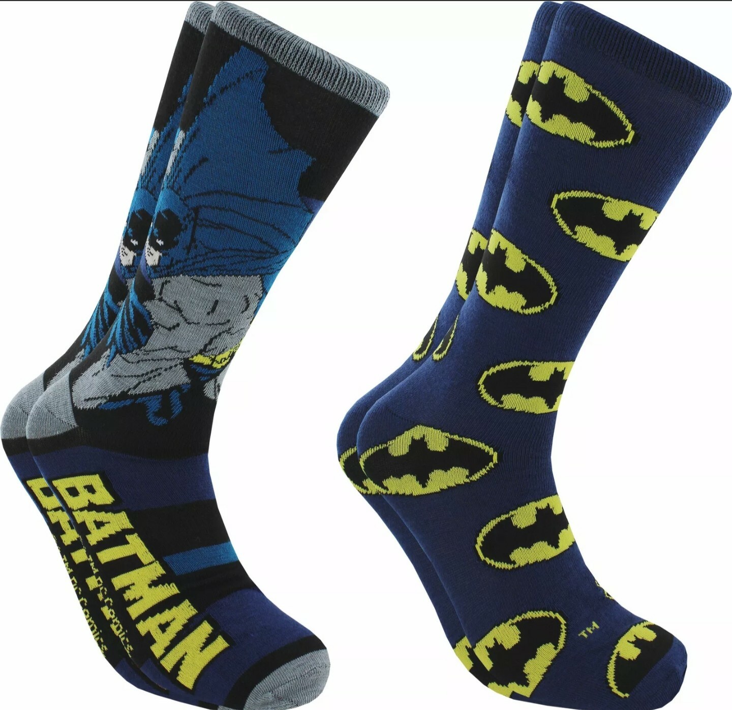 Lotto 2 calzini DC Comics Batman uomo casual crew 2 paia per confezione scarpa taglia 6 12