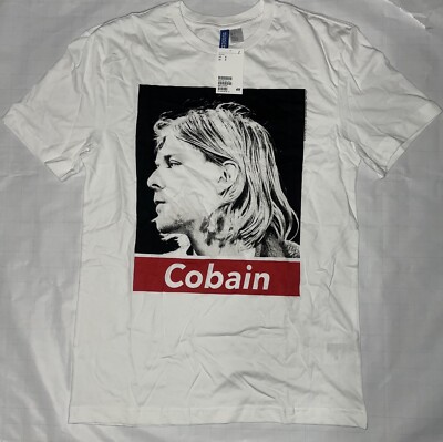 H&M Kurt Cobain T Shirt For Mens Small Size White