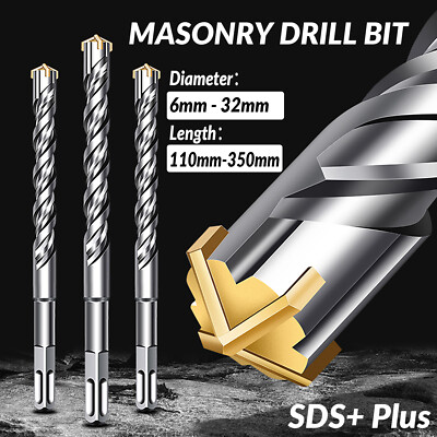 SDS+PLUS MASONRY DRILL BIT CROSS TIP CARBIDE TIP FOR STONE CONCRETE BRICK 6-32MM