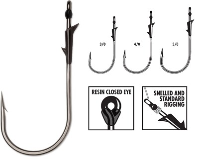VMC HDFL BNPP Heavy Duty Flippin' Hook Black Nickel Pick Size & Qty IKE Approved